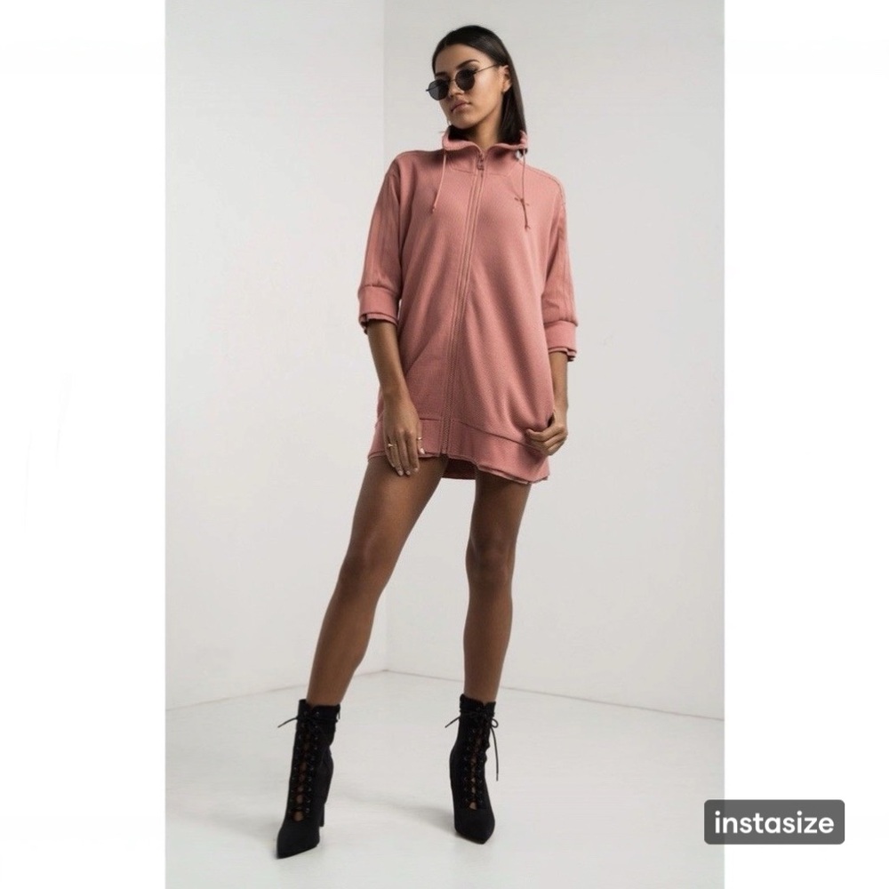 ADIDAS RAW PINK SHORT SLEEVE WAFFLE KNIT TUBULAR TRACK TOP/JACKET. NWOT. MEDIUM
